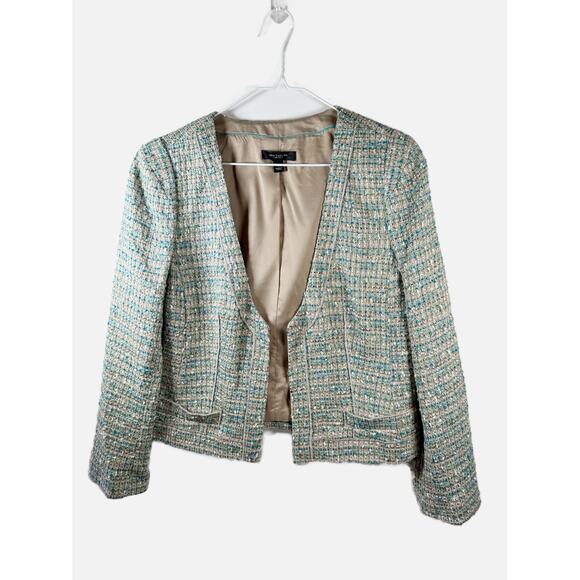 Ann Taylor Blazer Women’s 8 Metallic Tweed Cropped Jacket Workwear Career Office - Picture 5 of 13